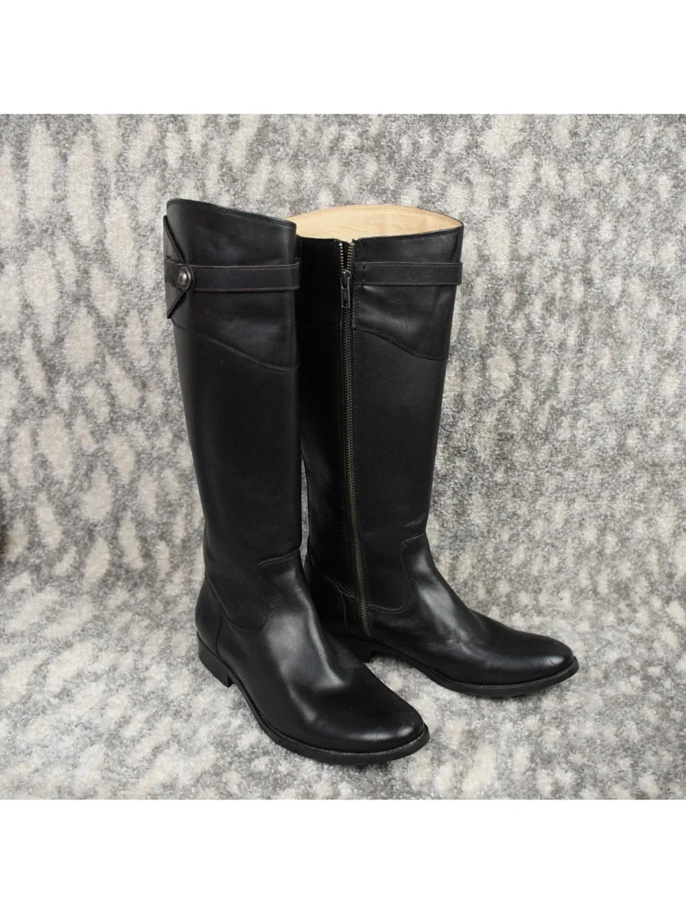 Frye Molly Button Knee High Boots Riding Tall Equestrian Zipper Booties 9.5B BLK